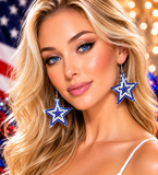 Blue & Bling Rhinestone STAR earrings