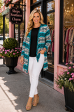 Turquoise Leopard & Tribal cardigan