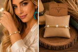 Stainless steel Gold beaded pearl bracelet