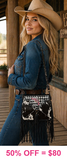 NEW Western Checkered,  Genuine Leather Cow hide, fringe bag