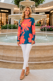 Teal & Coral floral long sleeve