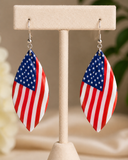 USA Flag Feather shaped earrings
