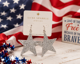 LARGE EARRINGS Silver Bling Stars
