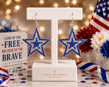 Blue & Bling Rhinestone STAR earrings