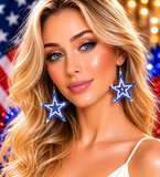 Blue & Bling Rhinestone STAR earrings