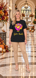 'Give Thanks' Sequin turkey Patch top