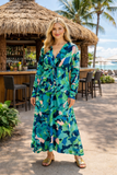 Green & Blue twist Dress With Shark Bite Hem