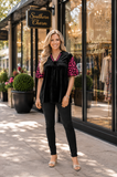 Black Velvet Pink embroidery blouse