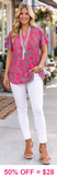 3X : Pink & Teal cap sleeve top