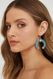Turquoise & Bling stones squash blossom earrings