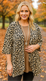 Beige Leopard Drape Front Cardigan