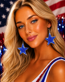 Blue Bling Rhinestone STAR Earrings