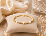 Stainless steel Gold beaded pearl bracelet