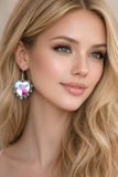Bling Heart Gem earrings with turquoise studded border