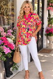 Tropical Pink & Yellow Top With flowers