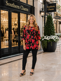 Floral Top with Embroidery chest