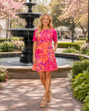 Pink, Purple, Orange Floral print dress