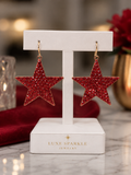 Bling Red Rhinestone STAR Earrings