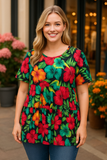 Tropical Beautiful Floral Baby Doll Top