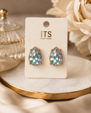 Silver AB Glitter teardrop stud earrings