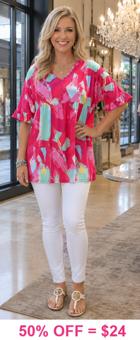 Pink Abstract baby doll top