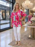 Pink Abstract baby doll top