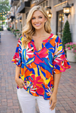 Tropical Flower Multi Color top