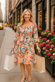 S, M, 2X, 3X Floral Smocked Baby Doll Dress