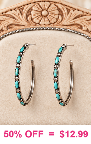 Silver and Turquoise Hoop Earrings
