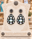 Western Bling Teardrop Concho Stud Earrings