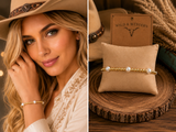Stainless steel Gold beaded pearl bracelet