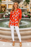 Orange Blouse with Flower print