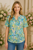 Blue & Yellow Very Soft printed top