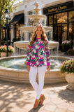 Pink & Green Abstract printed long sleeve top