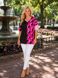Half Pink Leopard Half Black top