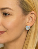 AB Iridescent Heart Stud Earrings