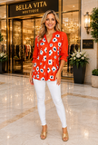 Orange Blouse with Flower print