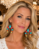 Colorful Stone Squash Blossom Earrings