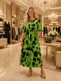 Black Spotted Lime Green Dress