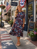 Red, White and Blue Floral Dress with pockets