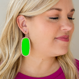 Lime Oval Earrings With Bling Trim