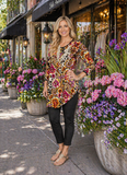 Small  : Magenta Scoop Floral & Leopard Tunic