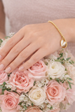 White heart charm Gold beaded bracelet