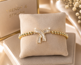 Gold Stainless Steel Bracelet With Bling Rinestone Bow