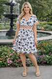 2X, 3X Grey floral dress