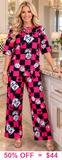 Pink & Black Checkered lounge 2 piece set