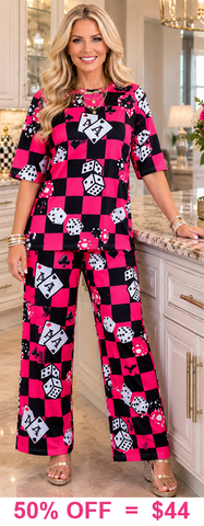 Pink & Black Checkered lounge 2 piece set
