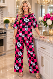 Pink & Black Checkered lounge 2 piece set