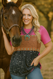 Pink, Brown Toole, Western print top