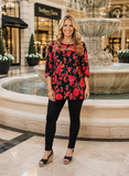 Floral Top with Embroidery chest